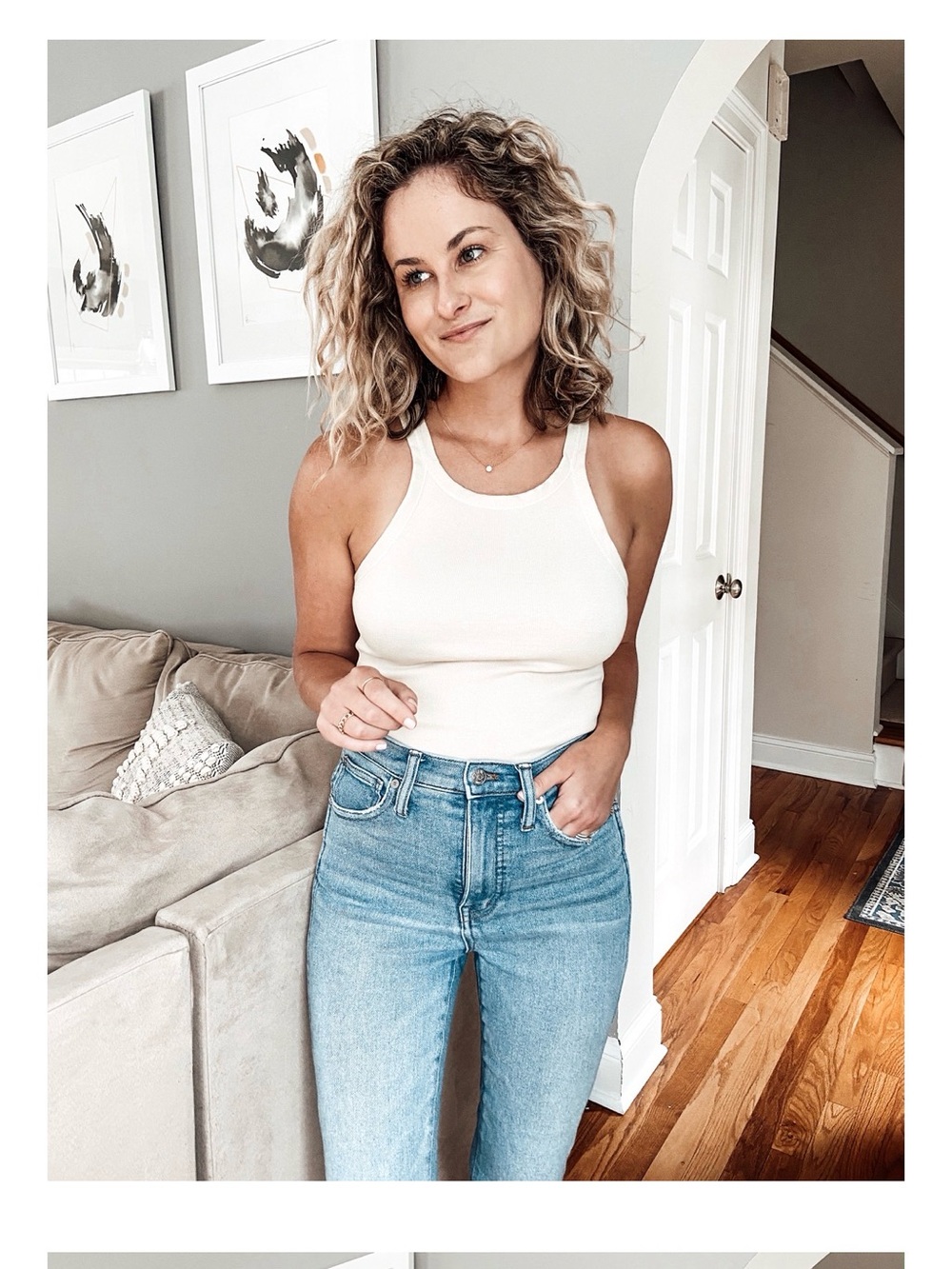 Imogene + Willie Blue Ribbed Military Tank Top - Women's Sleeveless Tee